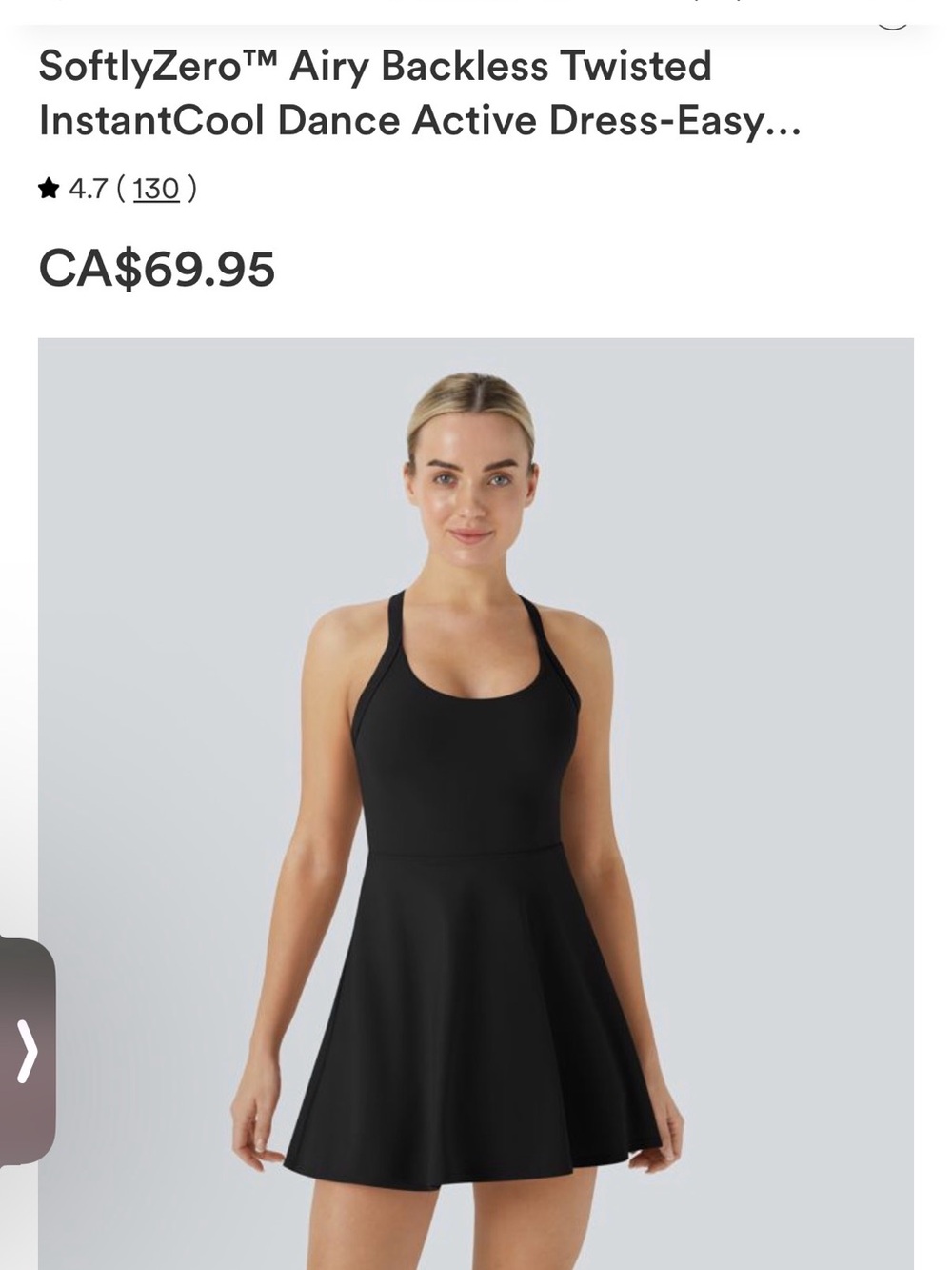 HALARA Black Airy Twisted Back Active Dress